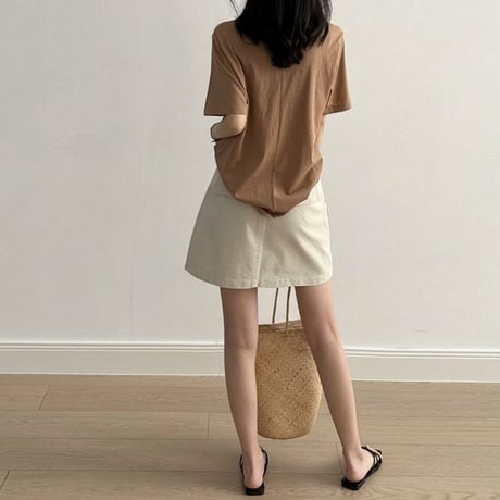 slub cotton u-neck t-shirt /7color　NK1804
