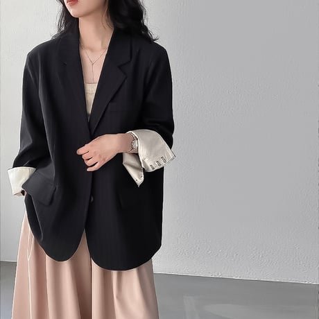 pinstripe oversized cuff jacket　VG2176