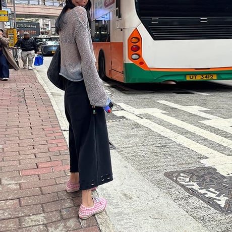 distressed wideleg sweatpants /2color　NK1752