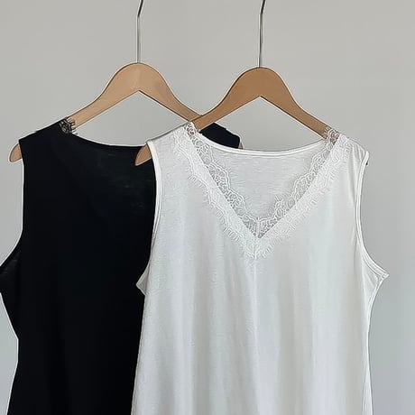 asymmetric lace layered tank top /2color　NK2192