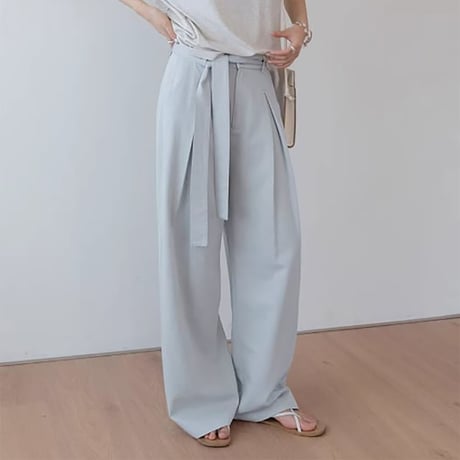 belted tuck wide pants /3color　NK2232