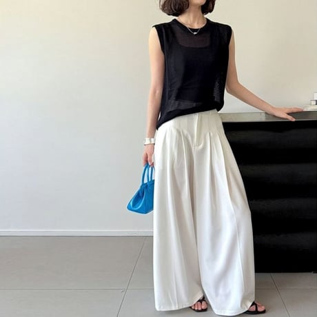sheer crew neck knit vest /6color　NK1811