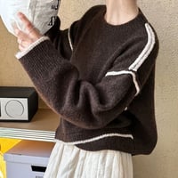 drop shoulder piping knit /4color　NK1696