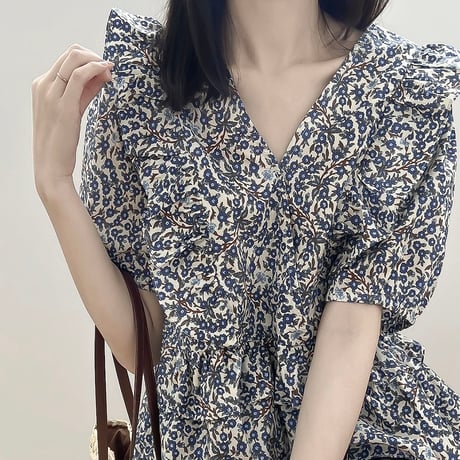 ruffle peplum floral blouse　NK2179