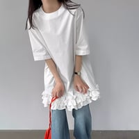 ruffle hem relaxed cotton tunic /2color　NK2246