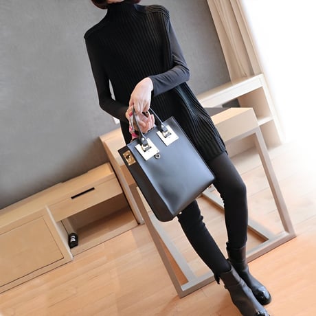 high neck rib knit vest /2color　NK1664