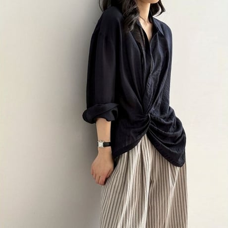 waist twist long sleeve shirt /2color　NK1806