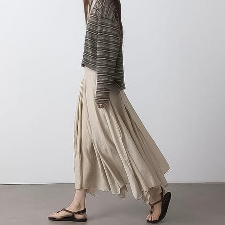 asymmetry flare layered skirt /2color　NK2304