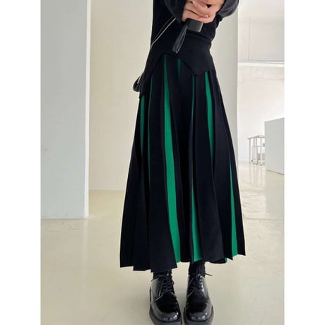 bicolor pleated skirt /2color　NK1388