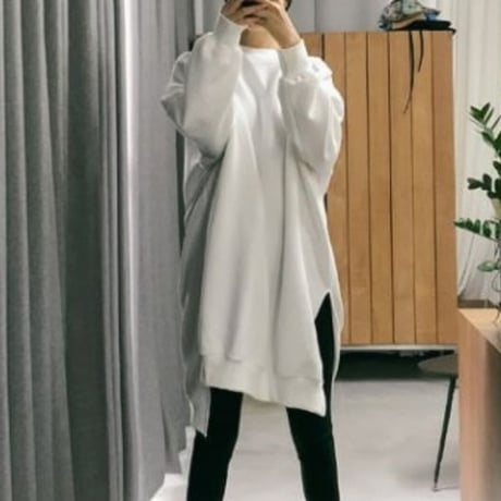 side slit over size sweatshirt clothes /4color　NK1310