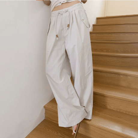 drawstring wide pants /4color　NK2365
