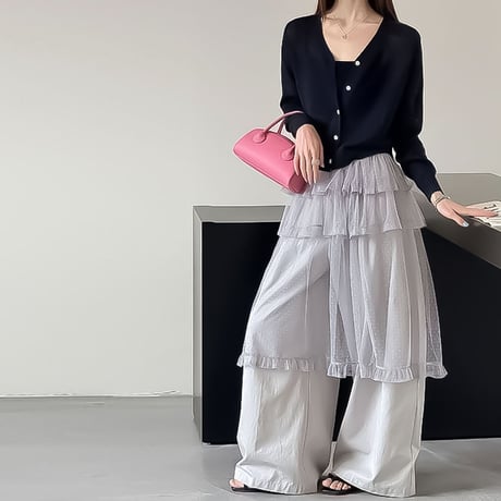 v neck sheer knit cardigan /3color　NK2286