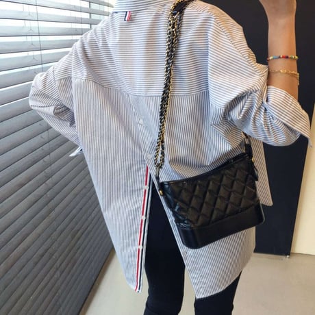 back bicolor stitch design shirt /2color　NK1353