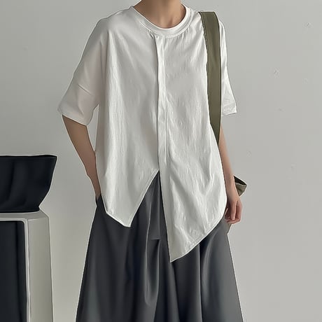 asymmetry slit box t-shirt /2color　NK2295