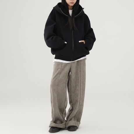 oversized high neck zip hoodie /2color　NK1965