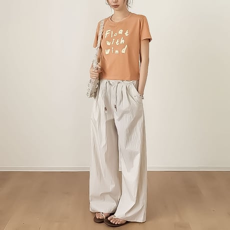 drawstring wide pants /4color　NK2365
