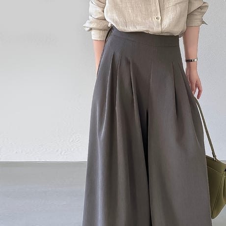 tencel cotton pleat wide pants /2color　NK2175
