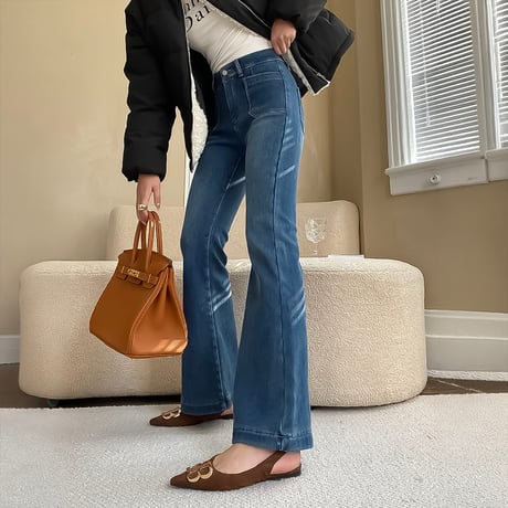 high waist flare pocket denim /2color　NK2169
