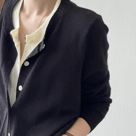 layered design knit cardigan /3color　NK1988