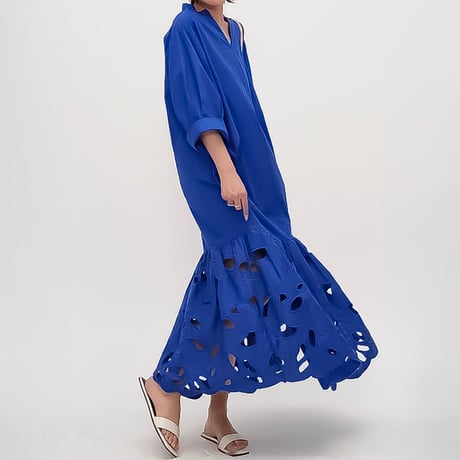cut-out embroidery hem dress　NK2370
