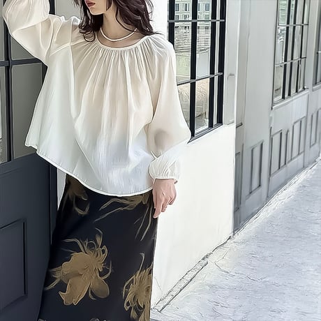gathering 2-way airy blouse  /2color　NK2212