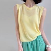 sheer crew neck knit vest /6color　NK1811