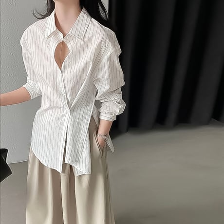 side slit striped shirt /2color　NK2187