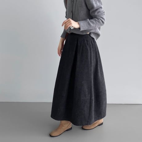 wool blend tuck long skirt　NK2086