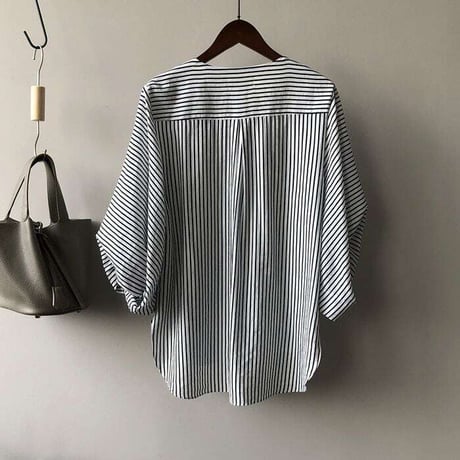 balloon sleeve stripe blouse　NK1071