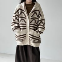 geometric hooded knit cardigan /3color　NK2087