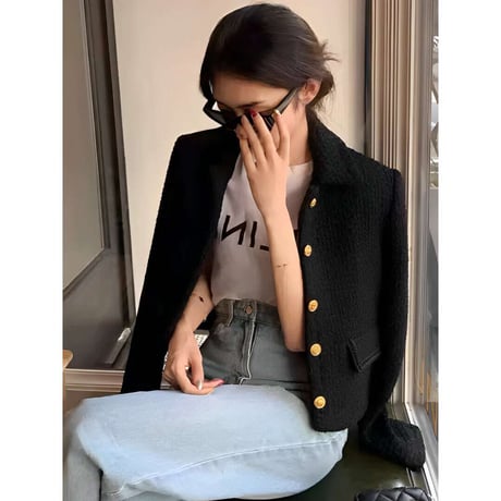 gold button tweed jacket　NK1274