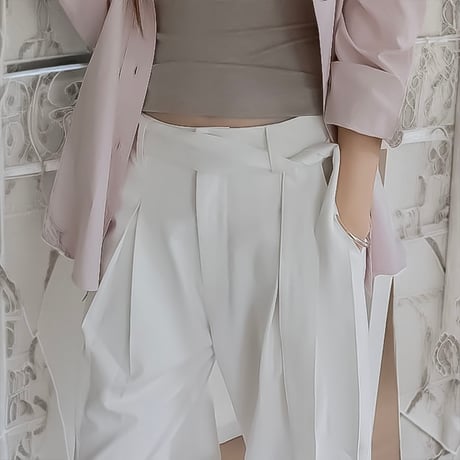 belted tuck wide pants /3color　NK2232