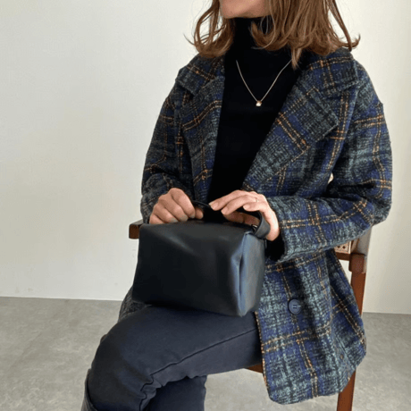 tweed plaid middle coat /2color　NK1706