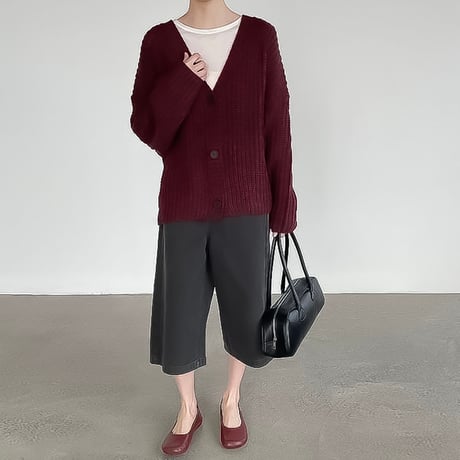 chunky knit vneck cardigan /3color　NK2191