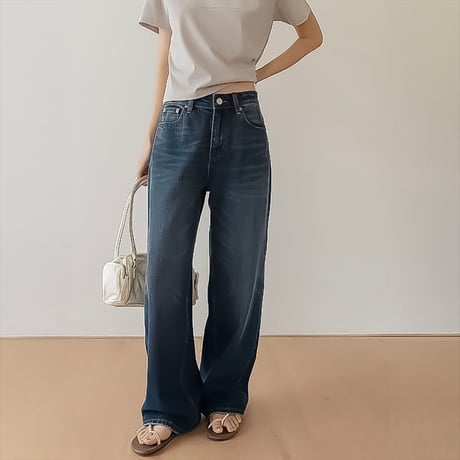 back damage wide denim /2color　NK2209