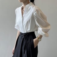 volume sleeve band collar blouse /2color　NK1945