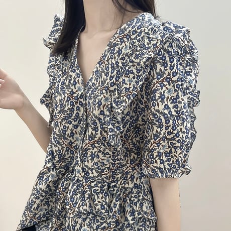 ruffle peplum floral blouse　NK2179