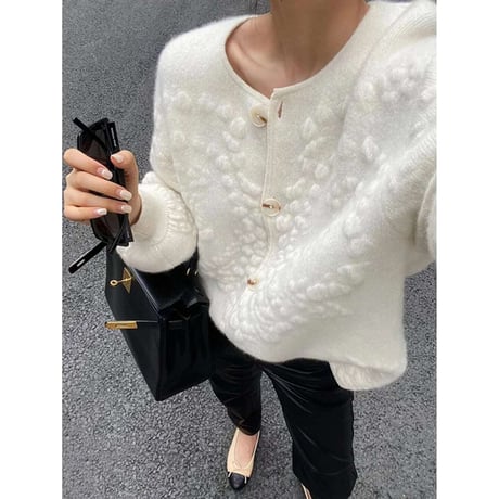 whit knit cardigan　NK1298