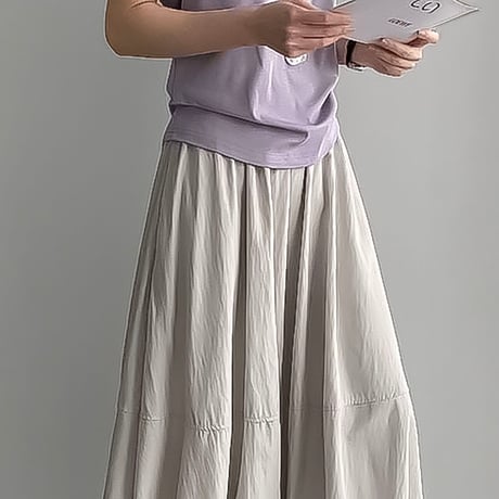 balloon silhouette long skirt /4color　NK2248