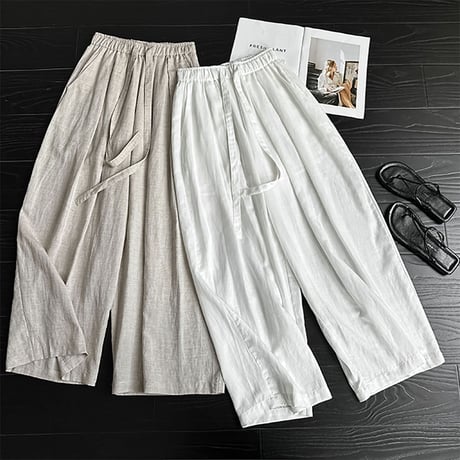 relaxed wide linen pants /2color　NK2224