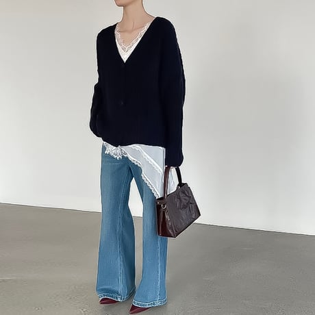 chunky knit vneck cardigan /3color　NK2191