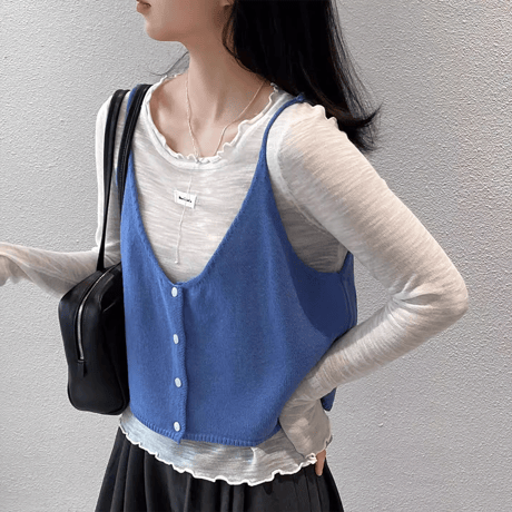 layered ruffle vest set /4color　NK2279