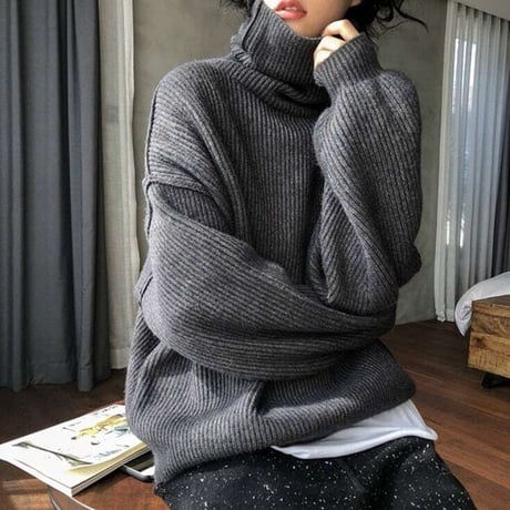 relaxed turtleneck knit pullover /2color　NK1990