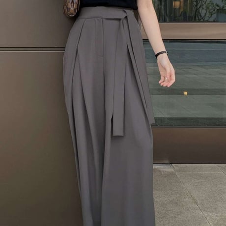 high waist ribbon wide pants /3color　NK1400