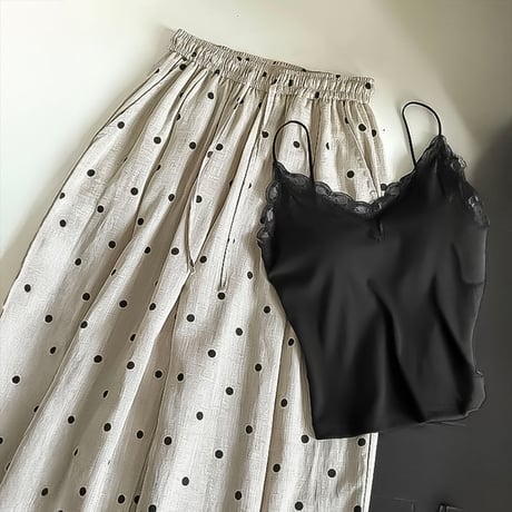 linen tencel dot wide pants　NK2204