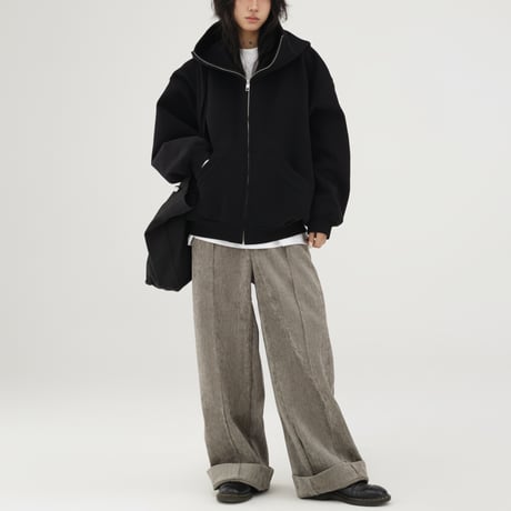 oversized high neck zip hoodie /2color　NK1965