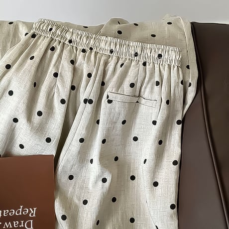 linen tencel dot wide pants　NK2204