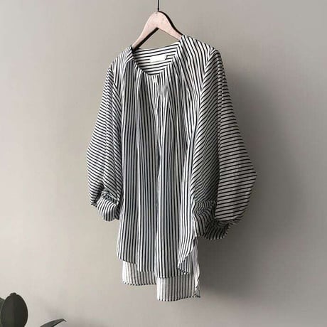 balloon sleeve stripe blouse　NK1071