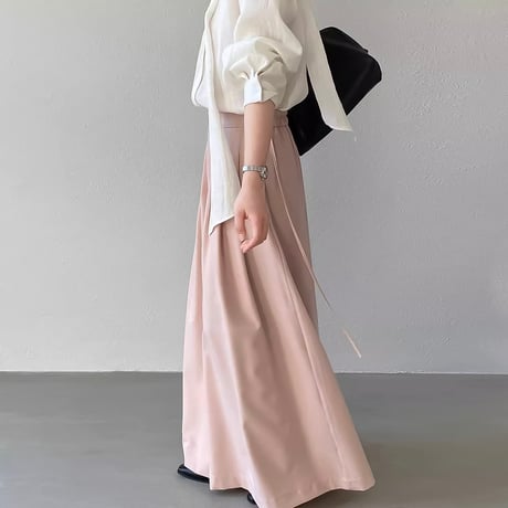 tencel cotton pleat wide pants /2color　NK2175