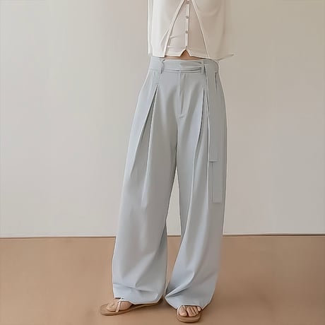 belted tuck wide pants /3color　NK2232